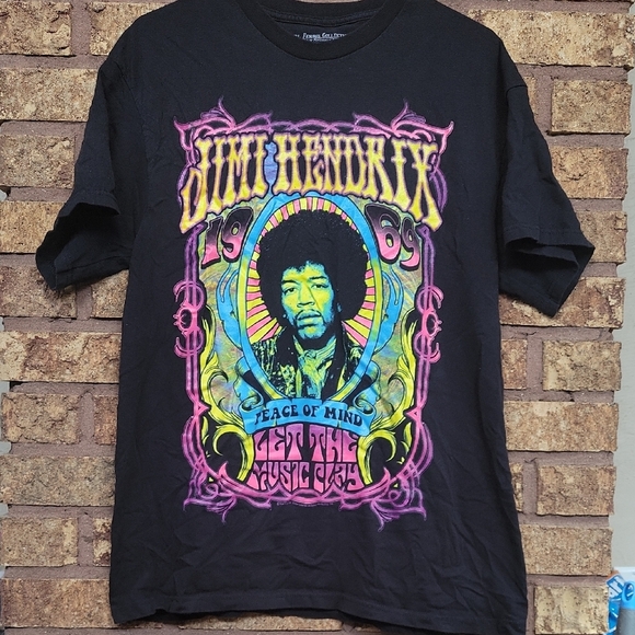 Karl Ferris Collection Jimi Hendrix Psychedelic Black Tee Size LARGE - Picture 1 of 7